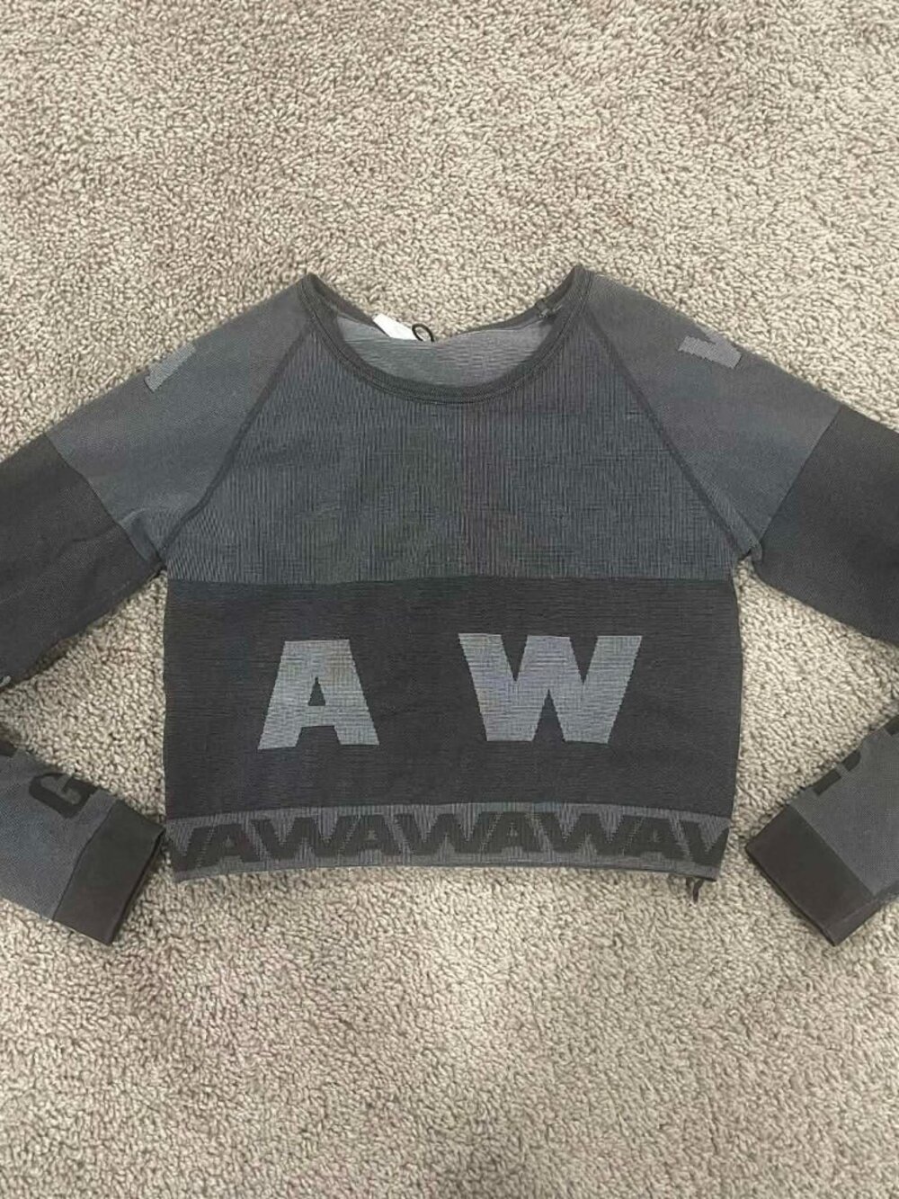 Alexander Wang H&M Women's Grey Long Sleeve Shirt Logo Long Top Size XS